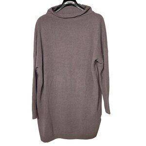 Moon Ryder Oversized Knit Ribbed Mock Neck Tunic Sweater Purple Pink Sz LG